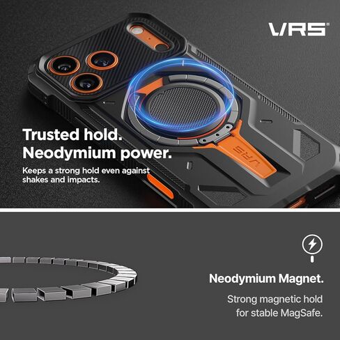 VRS DESIGN Quickstand Pro for iPhone 17 Pro Max Case (2025), [Magnetic Charging Compatible] Strong Magnet Ring Kickstand, Heavy Duty Rugged Shockproof Protective Cover (Matte Black) in Kuwait