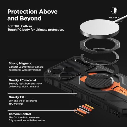 VRS DESIGN Quickstand Pro for iPhone 17 Pro Max Case (2025), [Magnetic Charging Compatible] Strong Magnet Ring Kickstand, Heavy Duty Rugged Shockproof Protective Cover (Matte Black) in Kuwait