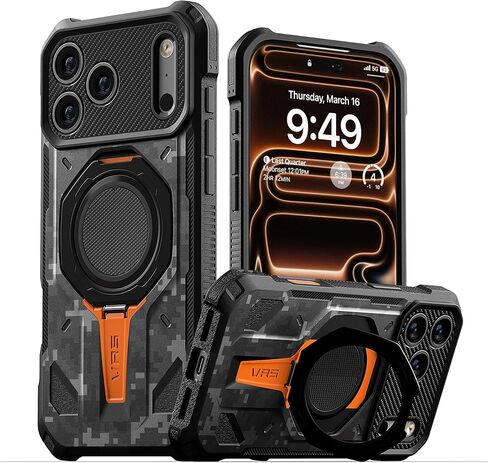 VRS DESIGN Quickstand Pro for iPhone 17 Pro Max Case (2025), [Magnetic Charging Compatible] Strong Magnet Ring Kickstand, Heavy Duty Rugged Shockproof Protective Cover (Matte Black) in Kuwait