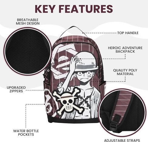 Bioworld One Piece Luffy Character Art 18.5" Adult Brown Backpack in Kuwait