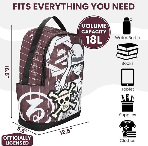 Bioworld One Piece Luffy Character Art 18.5" Adult Brown Backpack in Kuwait