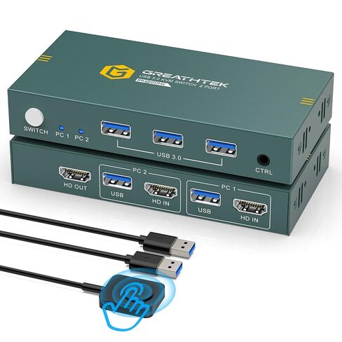 محول 8K HDMI KVM 2 جهاز كمبيوتر وشاشة واحدة، USB3.0 8K@60HZ 2 منفذ kvm لجهازي كمبيوتر/كمبيوتر محمول لمشاركة لوحة المفاتيح والماوس، وجهاز التحكم عن بعد، ودعم EDID in Kuwait