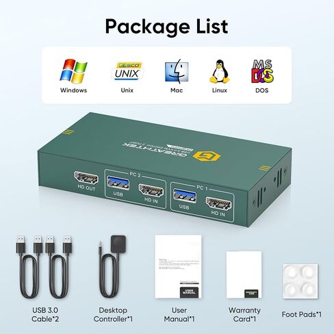محول 8K HDMI KVM 2 جهاز كمبيوتر وشاشة واحدة، USB3.0 8K@60HZ 2 منفذ kvm لجهازي كمبيوتر/كمبيوتر محمول لمشاركة لوحة المفاتيح والماوس، وجهاز التحكم عن بعد، ودعم EDID in Kuwait