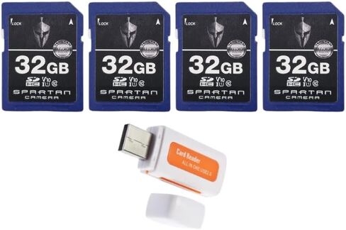 حزمة بطاقة SD Spartan سعة 32 جيجابايت فئة 10 (4 عبوات) مع قارئ وكاتب Micro SD (5 عناصر) in Kuwait