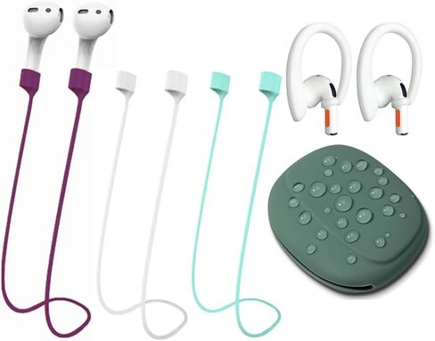 BUISAMG Magnetic Anti-Lost Straps for AirPods, Soft Silicone Sports Lanyard, Neck Rope Cord -(4-Pack) Wireless Headphones Anti-Lost Rope (Green Pink White Blue) in Kuwait