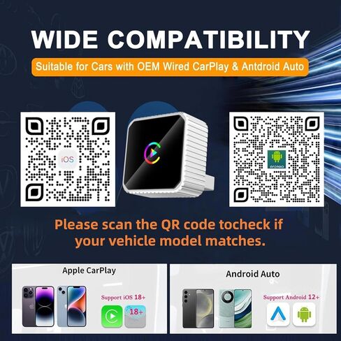 2026 Wireless CarPlay & Android Auto Adapter, 2-in-1 5GHz WiFi Plug & Play Aluminum Dongle for OEM Wired Cars (2016+), Mini Adapter for iPhone iOS 10+ & Android 11+, USB/Type-C in Saudi Arabia