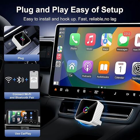 2026 Wireless CarPlay & Android Auto Adapter, 2-in-1 5GHz WiFi Plug & Play Aluminum Dongle for OEM Wired Cars (2016+), Mini Adapter for iPhone iOS 10+ & Android 11+, USB/Type-C in Saudi Arabia