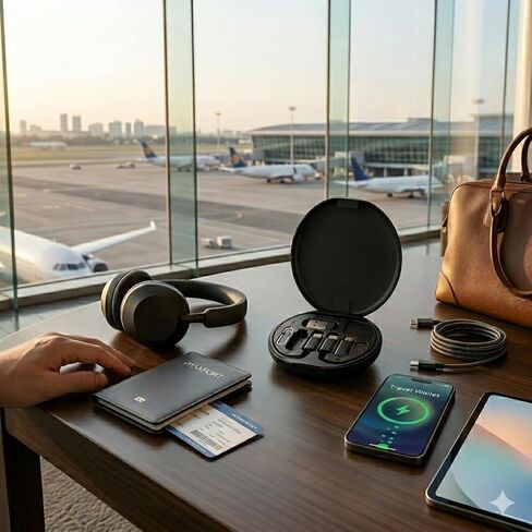 طقم منظم كابل السفر مع محول USB-C، طقم محول جهاز usb-c إلى ios مع سلك شحن 12 بوصة 60 وات، USB OTG، حقيبة تخزين بطاقة SIM وحامل هاتف، نقل بيانات بسرعة 480 ميجابت في الثانية، محول USBC إلى Micro in Kuwait