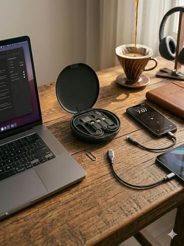 طقم منظم كابل السفر مع محول USB-C، طقم محول جهاز usb-c إلى ios مع سلك شحن 12 بوصة 60 وات، USB OTG، حقيبة تخزين بطاقة SIM وحامل هاتف، نقل بيانات بسرعة 480 ميجابت في الثانية، محول USBC إلى Micro in Kuwait