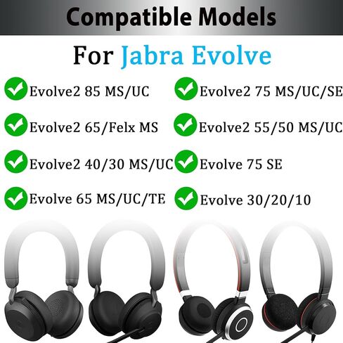 غطاء عصابة رأس عالمي من Adhiper لـ Jabra Evolve 75/65/30/20/10، Evolve2 85/75/65/55/50/30، Evolve3 85/75، غطاء رأس سميك أكثر نعومة لتخفيف الضغط ومضاد للتقشير، مع حلقة تعليق in Kuwait