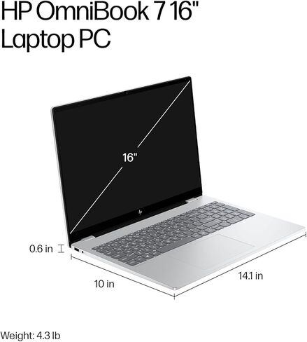 HP OmniBook 7 16" OLED Touchscreen Laptop, Intel Core 9 270H, 2K 120Hz Display HDR 500 nits, 32GB RAM, 1TB SSD, Wi-Fi 7, Thunderbolt 4, Backlit Keyboard, Windows 11 Home, w/Accessory & Lifetime Office in Kuwait