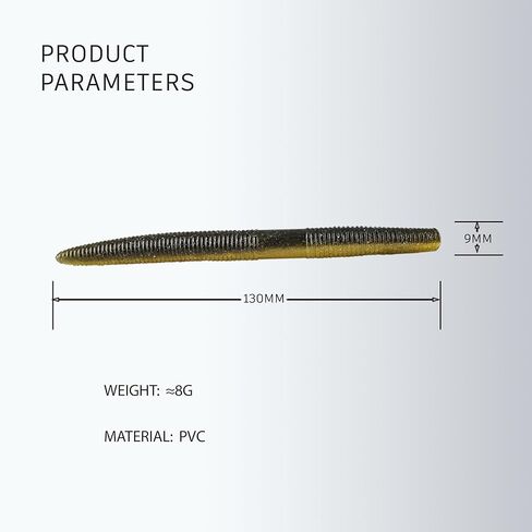 50 Pack Bass Fishing Worms - 5.3 Inch Soft Plastic Fishing Lures, Stick Worms for Bass Fishing, TPE Material with Salt, 5 Colors Wacky Style Fishing Baits for Freshwater Bass Trout in Kuwait