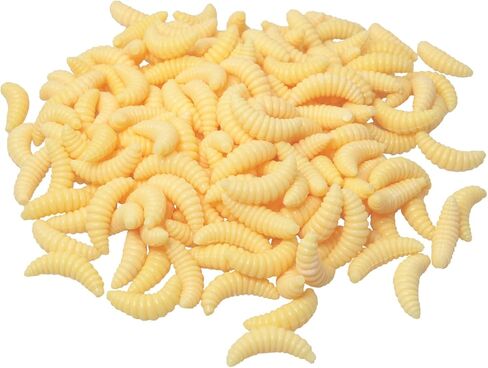 200PCS Fake Worms 20mm Realistic Soft Lures Fishing Plastic Maggots Beige Color Suitable for Lure Fishing Used for Bass and Ice Fishing Maggot Lures in Kuwait