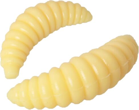200PCS Fake Worms 20mm Realistic Soft Lures Fishing Plastic Maggots Beige Color Suitable for Lure Fishing Used for Bass and Ice Fishing Maggot Lures in Kuwait