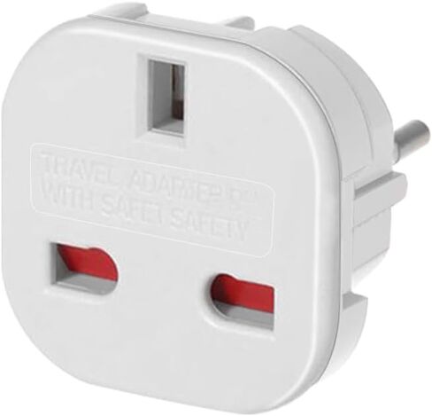 (10Pcs) UK 3-Pin to European 2-Pin Grounded Travel Adapter Plug, UK to EU Travel Converter,EU 2 Cylindrical Plug to UK 3 Holes Socket AC Power Charger Adapter (White) in Kuwait