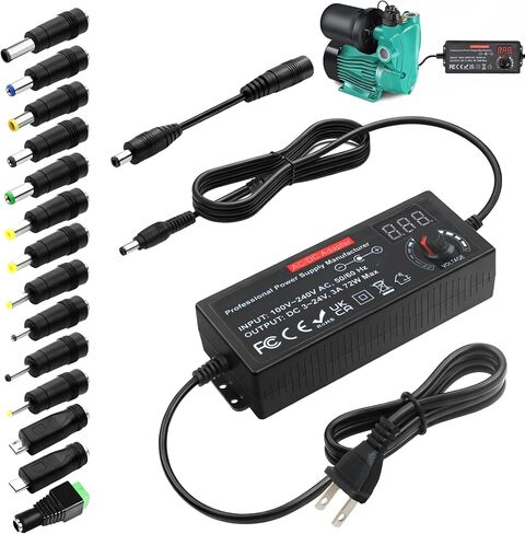 مصدر طاقة عالمي 3V ~ 24V 72W DC، محول طاقة متغير AC إلى DC قابل للتعديل، 100V-240V 3A 3V 5V 6V 9V 12V 15V 18V 19V 20V 24V AC / DC محول مع 14 نصيحة ومحول قطبية in Kuwait