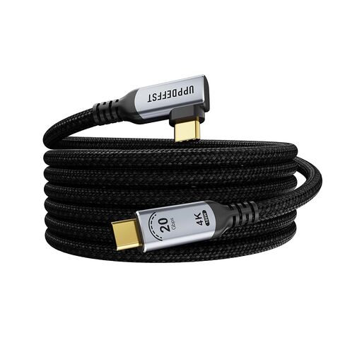 Long 10FT right angle USBC to USBC Cable compatible with Thunderbolt 3,USB-C 3.2 Gen 2x2 20Gbps Data Transfer,90 degree Type-C 100W Fast Charging,4K@120Hz Output display,Monitor,SSD,Docking. in Kuwait
