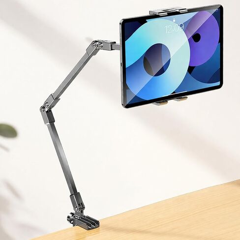 360° Rotatable and Adjustable Mobile Phone Lazy Person Stand, Bedside Tablet Stands with Three-Section Robotic Arm, Supports Multiple Devices by the Bedside, Metal Stand on Dormitory Bed in Kuwait