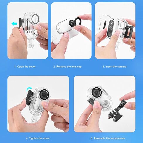 Water Proof Dive Case for Insta-360 GO 3S GO 3 Action Camera, 40M/131FT Underwater Protective Housing Shell with Bracket Accessories for Diving Surfing Swimming in Kuwait