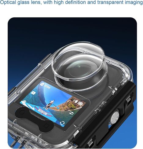 RiToEasysports Action Camera Waterproof Cover, 360 Unobstructed Dive Viewing Housing for Action Cameras, Waterproof Protective Case for Divers Surfers Travelers Outdoor Adventures in Kuwait