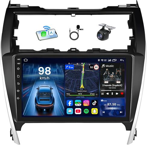 [4+64G] راديو سيارة بشاشة لمس 10 بوصات لسيارة Toyota Camry 2012 2013 2014 مع Carplay وAndroid Auto، Android 13 Camry Stereo يدعم البلوتوث، 5GWiFi، GPS، راديو FM، كاميرا احتياطية 1080P وSWC in Kuwait