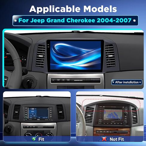 [4+128G] راديو Android لسيارة Jeep Grand Cherokee 2004-2007: 10.1 بوصة IPS Incell ترقية شاشة اللمس - Carplay اللاسلكي وAndroid Auto، 5G/WiFi، GPS، EQ، Bluetooth 5.0، SWC + AHD كاميرا احتياطية in Kuwait