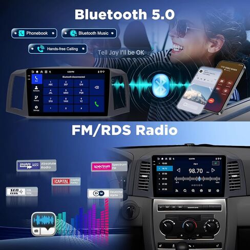 [4+128G] راديو Android لسيارة Jeep Grand Cherokee 2004-2007: 10.1 بوصة IPS Incell ترقية شاشة اللمس - Carplay اللاسلكي وAndroid Auto، 5G/WiFi، GPS، EQ، Bluetooth 5.0، SWC + AHD كاميرا احتياطية in Kuwait