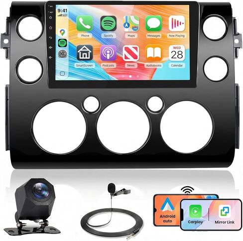 8Core 6G+128G Android Car Radio Stereo for Toyota FJ Cruiser 2006-2023، Carplay Android Auto، 5GWiFi+GPS، راديو بشاشة تعمل باللمس 9 بوصة، بلوتوث FM RDS 32EQ DSP، كاميرا احتياطية SWC AHD in Kuwait
