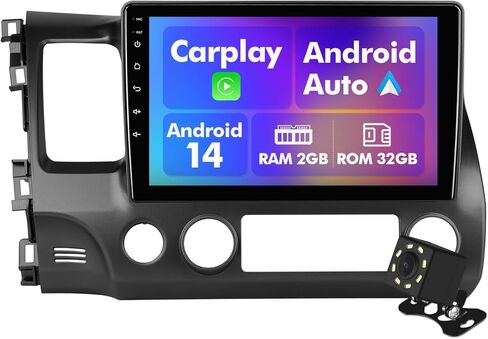 Android 14 Car Radio for 2+32G Honda Civic 2006-2012 10.1'' Touchscreen Car Stereo with Carplay Android Auto Backup Camera Mirror Link GPS Navigation WiFi Bluetooth FM Steering Wheel Controls in Kuwait