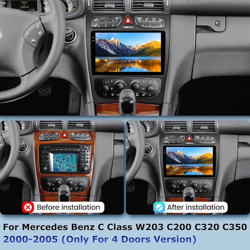 [4G+64G] راديو لسيارة Mercedes W203 C200 C320 C350 2000-2005 (لـ 4 أبواب)، شاشة 9 بوصة C320 Android Car Stereo، WiFi/Carplay/Android Auto/SWC/Bluetooth in Kuwait