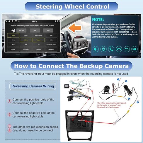 [4G+64G] راديو لسيارة Mercedes W203 C200 C320 C350 2000-2005 (لـ 4 أبواب)، شاشة 9 بوصة C320 Android Car Stereo، WiFi/Carplay/Android Auto/SWC/Bluetooth in Kuwait