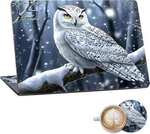Laptop Skin Sticker Decal 15.6 Inch,12 13 13.3 14 15 15.6 in Laptop Netbook Skins for Notebook,Art Decal Removable Waterproof Scratch Resistant,Universal Vinyl Cover,Cute White Owl in Kuwait