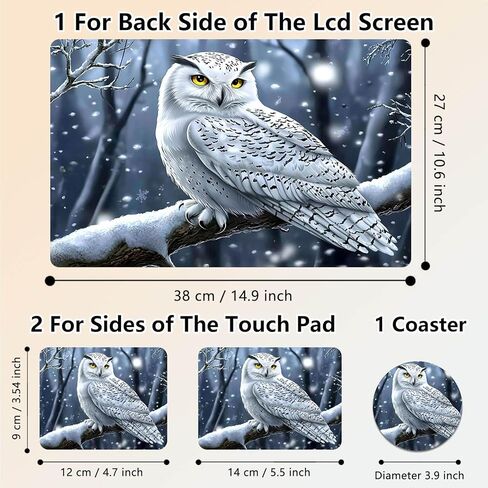 Laptop Skin Sticker Decal 15.6 Inch,12 13 13.3 14 15 15.6 in Laptop Netbook Skins for Notebook,Art Decal Removable Waterproof Scratch Resistant,Universal Vinyl Cover,Cute White Owl in Kuwait