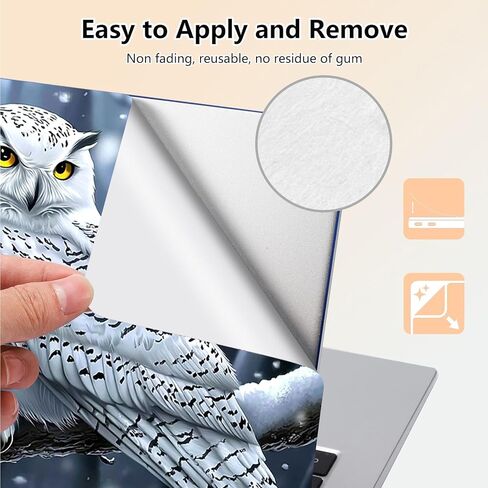Laptop Skin Sticker Decal 15.6 Inch,12 13 13.3 14 15 15.6 in Laptop Netbook Skins for Notebook,Art Decal Removable Waterproof Scratch Resistant,Universal Vinyl Cover,Cute White Owl in Kuwait