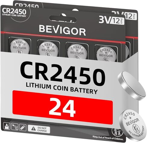 BEVIGOR CR2450 Batteries, 3 Volt Lithium Coin Battery 12 Count, High Capacity and Leak-Free Performance in Saudi Arabia