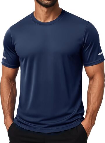 MAGCOMSEN Dry Fit Shirts for Men Sun Protection Athletic Short Sleeve Shirt Workout Gym Fishing Swim Rash Guard in Saudi Arabia