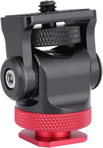 Hot Shoe Mount Monitor Flash Mic Holder, Aluminum Alloy Camera Accessory Bracket with 1/4in Screw, Adjustable Damping Hot Shoe Stand for DSLR Mirrorless Cameras (Black Red) in Kuwait