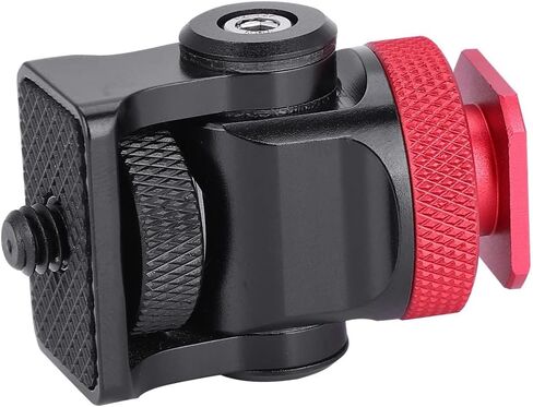 Hot Shoe Mount Monitor Flash Mic Holder, Aluminum Alloy Camera Accessory Bracket with 1/4in Screw, Adjustable Damping Hot Shoe Stand for DSLR Mirrorless Cameras (Black Red) in Kuwait