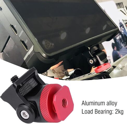 Hot Shoe Mount Monitor Flash Mic Holder, Aluminum Alloy Camera Accessory Bracket with 1/4in Screw, Adjustable Damping Hot Shoe Stand for DSLR Mirrorless Cameras (Black Red) in Kuwait