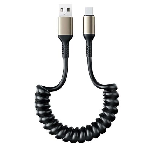 كابل USB L ملفوف بطول 6.6 أقدام لهاتف iPhone 14/13، كابل شاحن iPhone سلك سيارة قابل للسحب، سلك توصيل USB A إلى USB L/IP متوافق مع iPhone 12/11 Pro Max/XS MAX/XR/XS/X/8/7/Plus/6S iPad/iPod، أسود in Kuwait