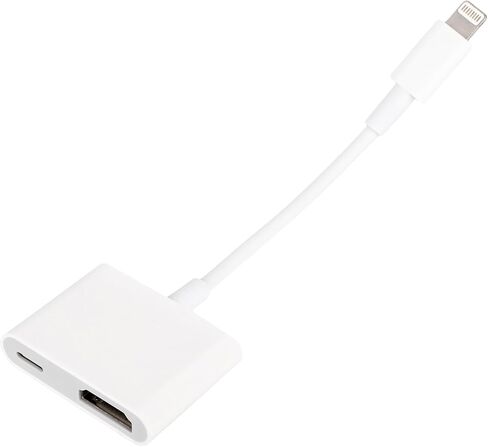 محول تحويل، كابل شاشة مزامنة AV رقمي TPE 1080P HD مع منفذ شحن متوافق مع iPhone 13 Pro 12 Pro 11 XS XS MAX iPad للتلفزيون عالي الدقة/جهاز العرض/الشاشة (أبيض) in Kuwait