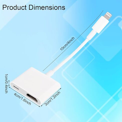 محول تحويل، كابل شاشة مزامنة AV رقمي TPE 1080P HD مع منفذ شحن متوافق مع iPhone 13 Pro 12 Pro 11 XS XS MAX iPad للتلفزيون عالي الدقة/جهاز العرض/الشاشة (أبيض) in Kuwait