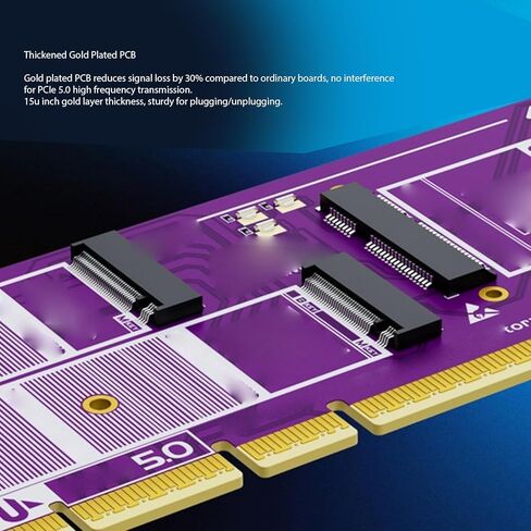 XUMIUZIY PCIe to NVMe SSD Adapter Card, 128Gbps High Speed Data Transfer 15u Gold Layer PCIe 5.0 X4 X8 X16 Support, with No Driver Required in Kuwait