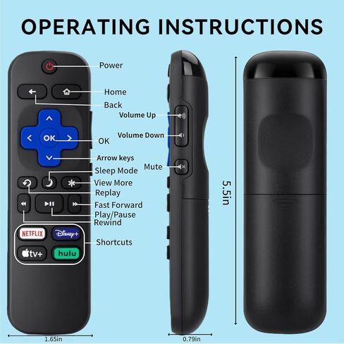 【Pack of 2】 Compatible with Roku TV remotes-Roku Remote Replacement Compatible with Hisense, Onn, Sharp, Phillips, Element, Insignia, RCA, Sanyo, LG, JVC, and Westinghouse Series Roku smart TVs. in Kuwait