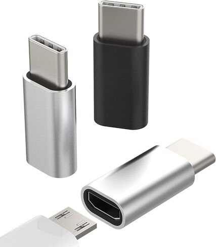 محول zoyuzan Micro USB أنثى إلى USB C ذكر (3 حزم) كابل شحن Android إلى محول شحن منفذ نوع C لجهاز Galaxy Note S10 S20 S21 5XL Ultra Z Flip S9 لموصل سلك iPad Pro Air4 in Kuwait