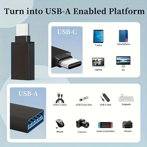 مجموعة محولات USB إلى USB-C مكونة من 8 حزم، محول Micro USB إلى USB-C، موصل أنثى إلى ذكر لأجهزة الكمبيوتر المحمول والسيارة والهواتف الذكية وسماعات الرأس والميكروفون والكمبيوتر الشخصي in Kuwait