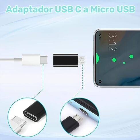 مجموعة محولات USB إلى USB-C مكونة من 8 حزم، محول Micro USB إلى USB-C، موصل أنثى إلى ذكر لأجهزة الكمبيوتر المحمول والسيارة والهواتف الذكية وسماعات الرأس والميكروفون والكمبيوتر الشخصي in Kuwait