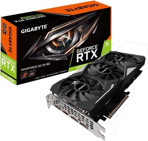 بطاقة رسومات GIGABYTE GV-N207SWF3OC-8GD GeForce RTX 2070 Super Windforce OC 8G، 3X مراوح Windforce، 8 جيجابايت 256 بت GDDR6، بطاقة فيديو in Kuwait