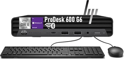 كمبيوتر مكتبي HP ProDesk 600 G6 Mini PC، Intel Core i5-10500T 6-Core، ذاكرة وصول عشوائي DDR4 سعة 16 جيجابايت، SSD 256 جيجابايت، سطح مكتب الأعمال، لوحة مفاتيح وماوس، 4K، WiFi، بلوتوث، Windows 11 Pro (متجدد) in Kuwait
