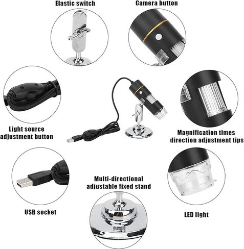 300,000 Pixels Digital Microscope, USB HD 1000X PCB Magnifier with 8 Led Lights and Microscope Stand in Kuwait